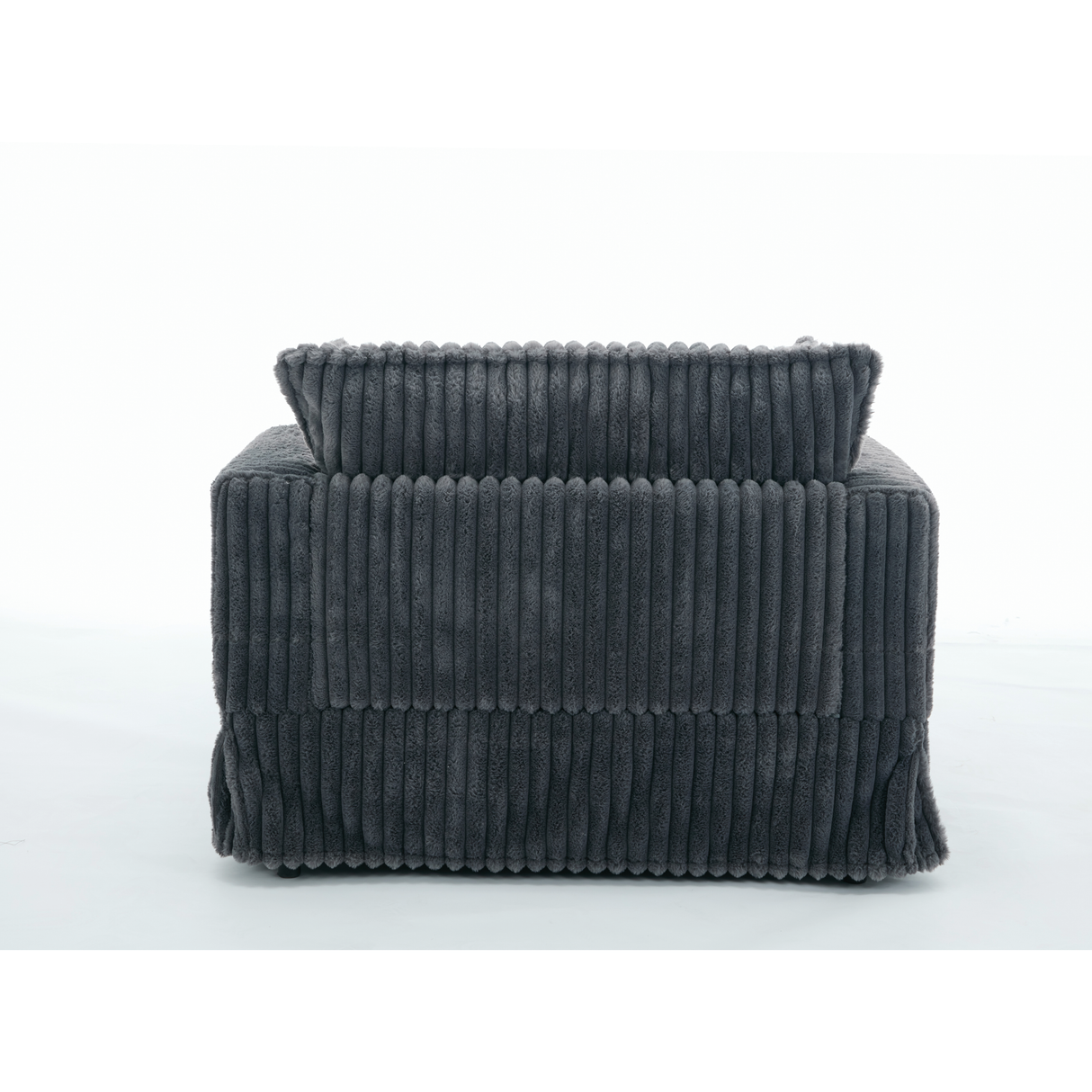 Oversized Corduroy Chaise Lounge with Ottoman in Dark Gray