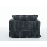 Oversized Corduroy Chaise Lounge with Ottoman in Dark Gray