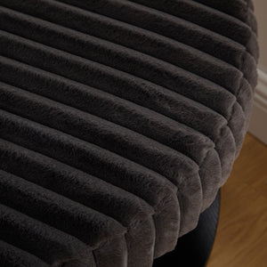 Modern Upholstered Round Ottoman Coffee Table With Storage Shelf