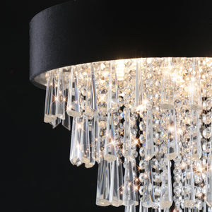 18-inch Modern Crystal Chandelier with Black Velvet Shade