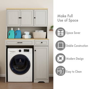 Over The Washer, Dryer And Robot Vacuum Storage Cabinet - Antique