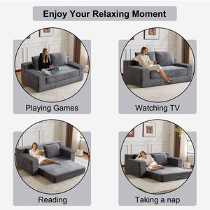 Comfortable Deep Seat Loveseat Sofa Bed, Reversible Cushion With Pillows