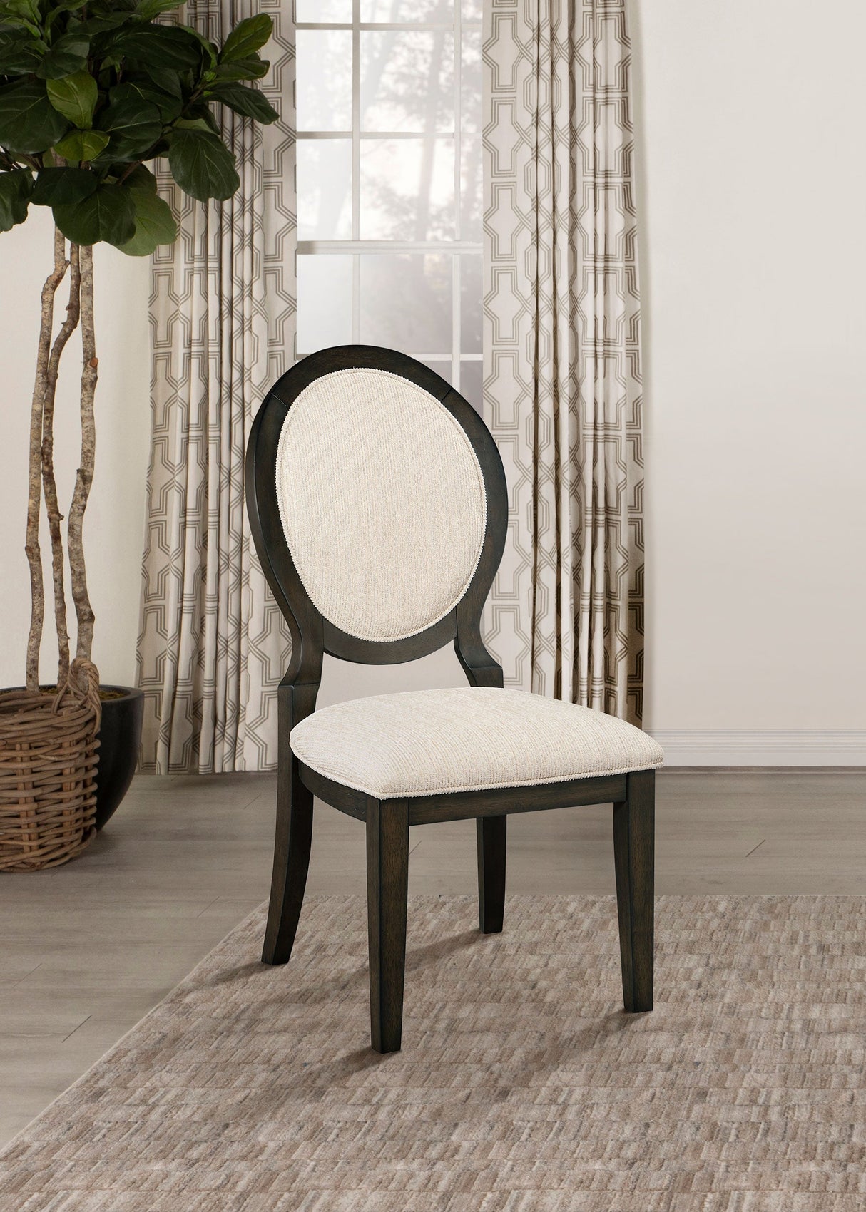 Transitional Oval Dining Chairs, Set of 2