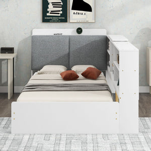 Platform Bed With Storage Headboard, Shelves And 2 Drawers
