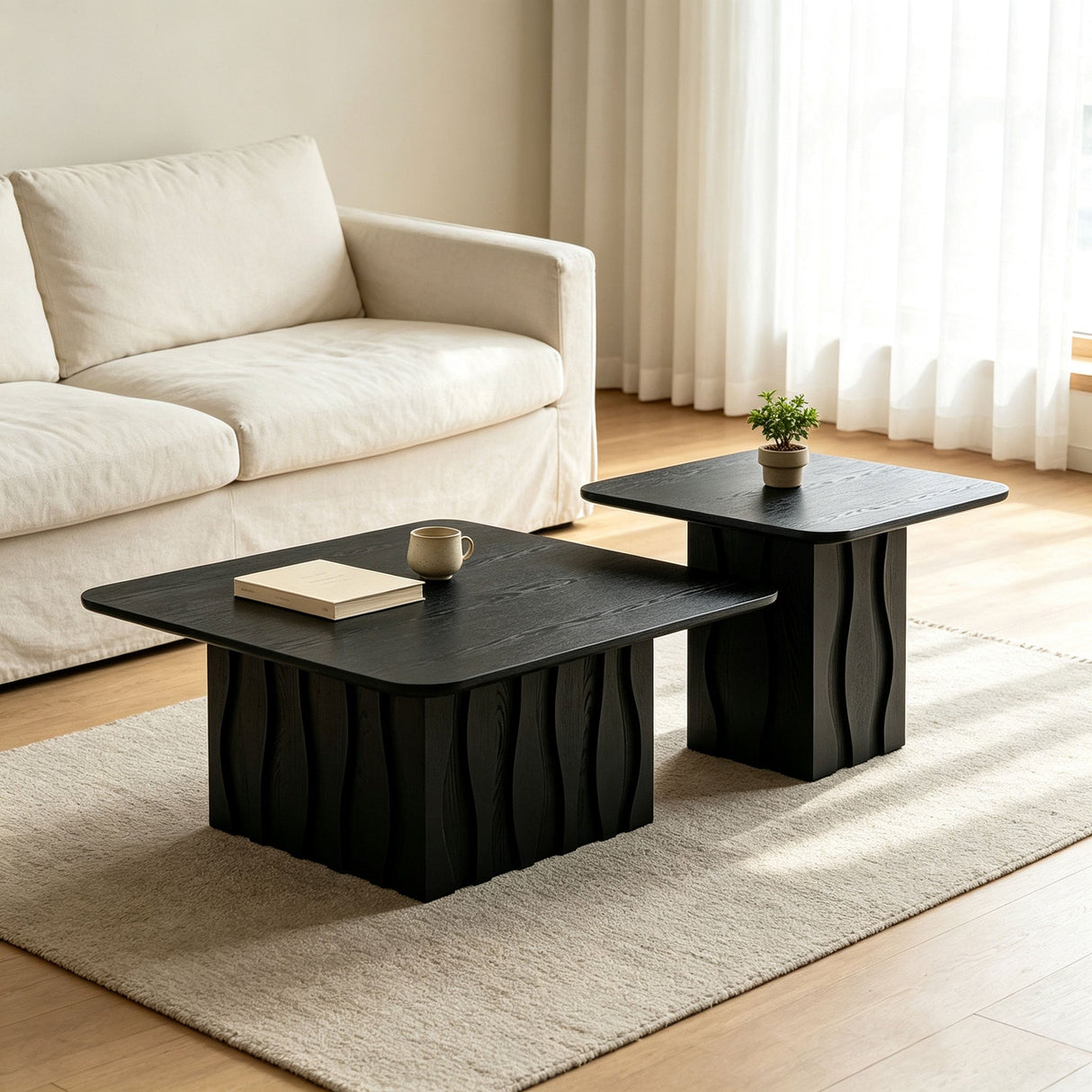 2PCS Nesting Square Coffee Table Set