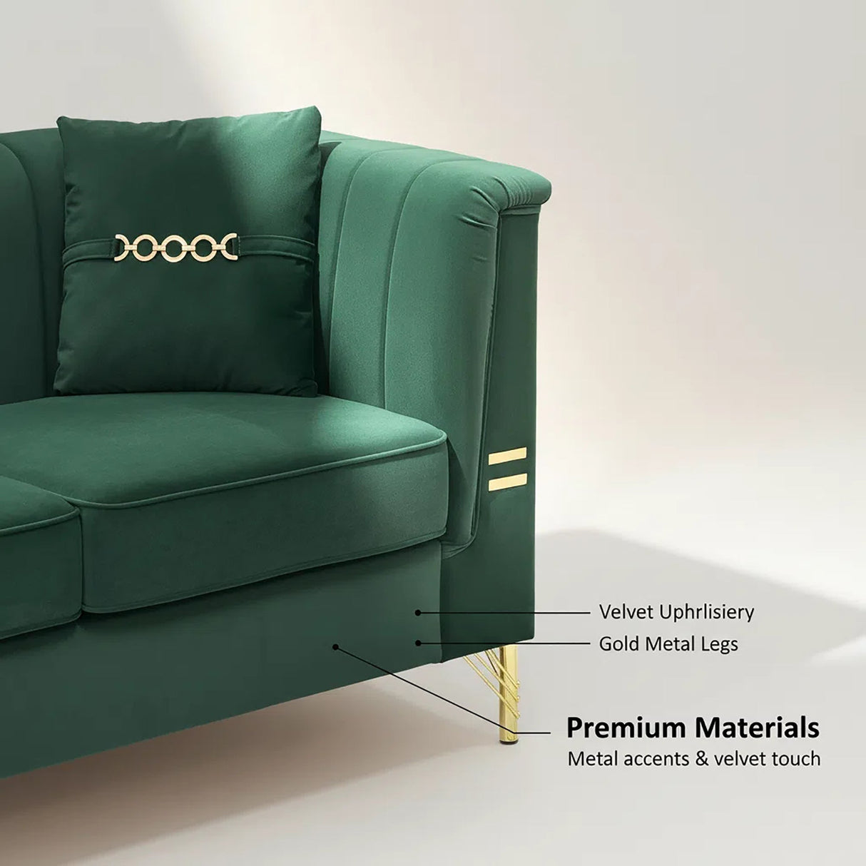 FX-P82B-GR Velvet Sofa