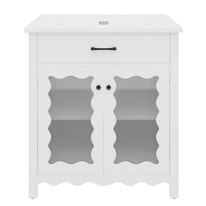 Modern Bathroom Vanity With Tempered Glass Doors