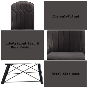 Abraham - Side Chair (Set of 2) - Dark Gray Fabric & Black