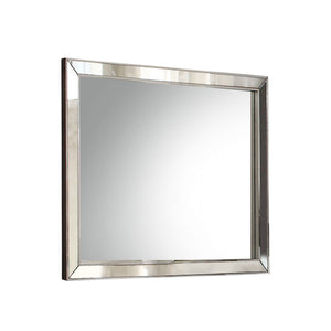 Voeville II Silver Wall Mirror with Wood Frame - Pearl Silver