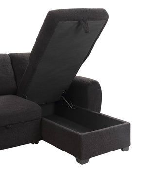 Veronica - Reversible Sleeper Sectional Sofa With Storage Chaise - Black