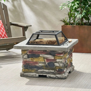 Outdoor Wood Burning Magnesium Oxide Fire Pit with Lid