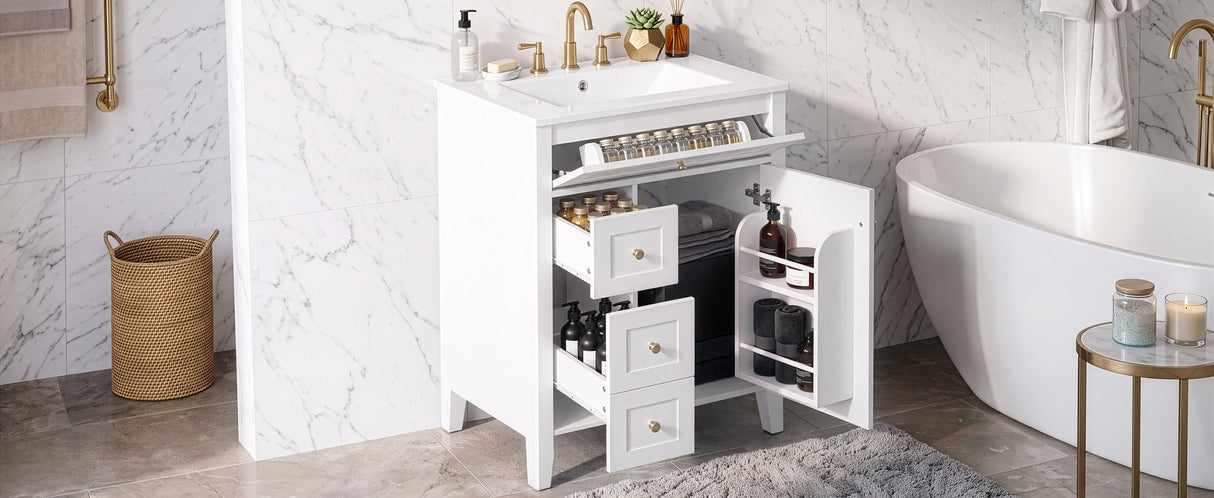 24" Modern Bathroom Vanity with Ceramic Sink