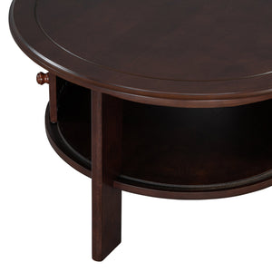 Vintage Round Coffee Table with Storage in Walnut