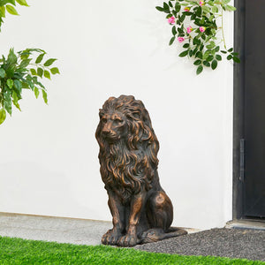 20.5" Lion Statue - Resin Outdoor Guardian Sculpture