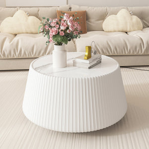 Light Sintered Stone Top Cup Shape Leather Coffee Table