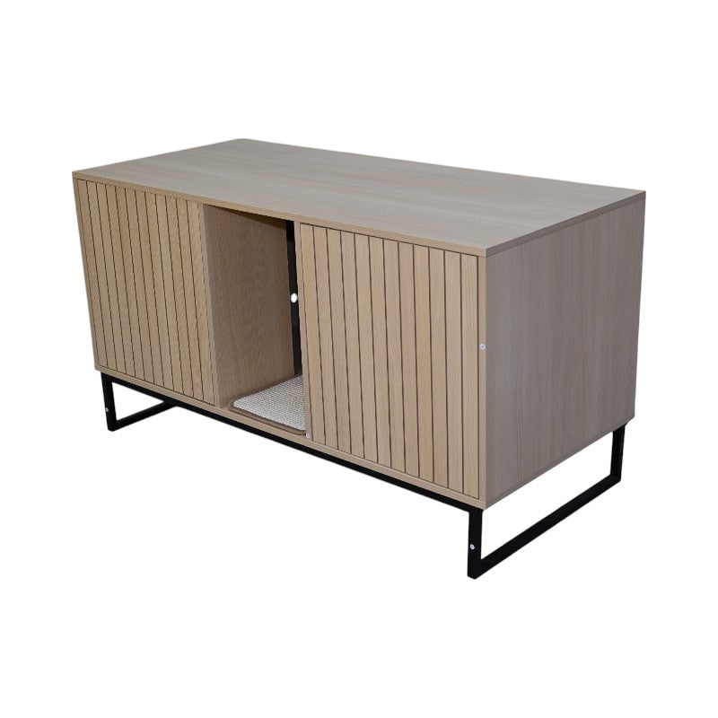 Modern Wooden Cat House with Scratching Mat