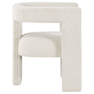 Verda - Upholstered Accent Side Chair In Soft With Rounded Open Back And 3 Leg Base - White