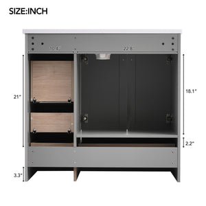 Shaker Free Standing Bathroom Vanity Cabinet & Sink, Soft Close Drawers, Soft Close Doors