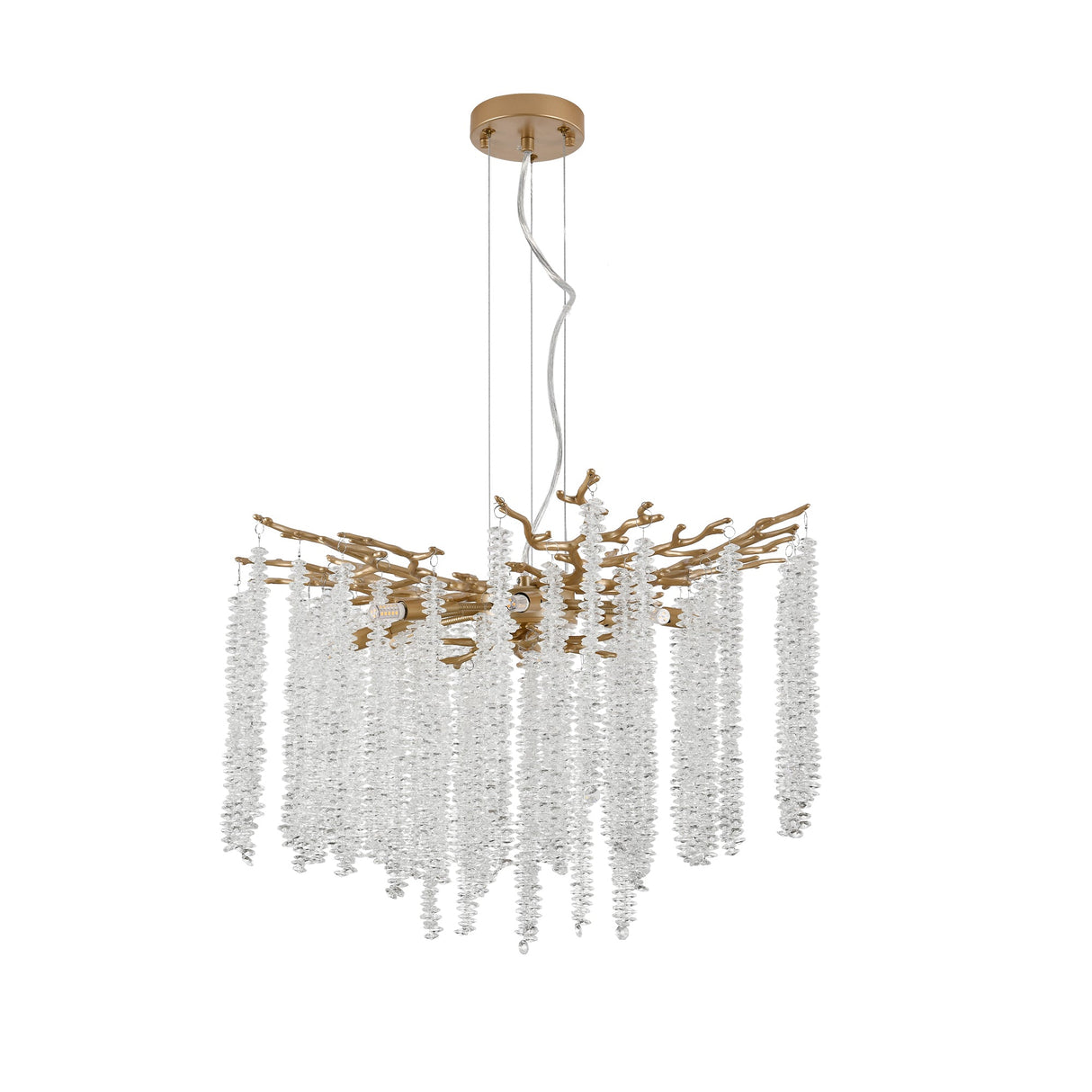 24-inch Modern Golden Pendant Light with Cascading Crystal Strands