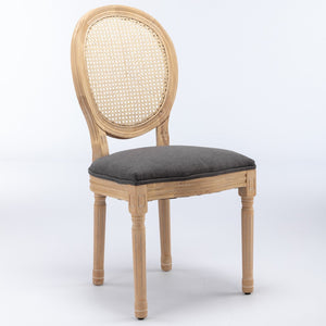 A&A Furniture French Style Solid Wood Frame Dining Chair Set of 2 - Gray