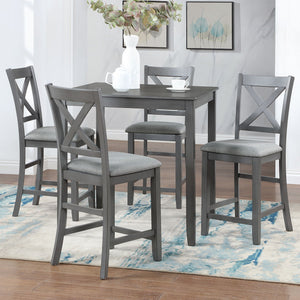 5 Piece Dining Table Set, Wooden Dining Square Table Set For 4