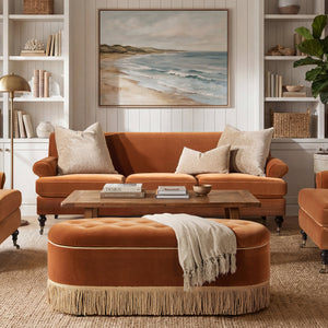 Alana Lawson Three-Cushion Tight Back Sofa, Burnt Orange Performance Velvet