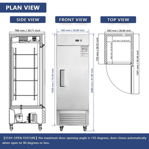 27" Commercial Refrigerator with Solid Door