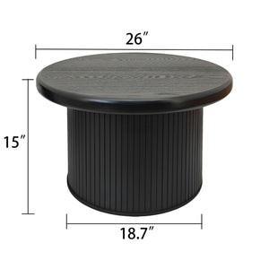 Fluted Cylinder Side Tables, Round End Tables For Living Room (Set of 2) - Black