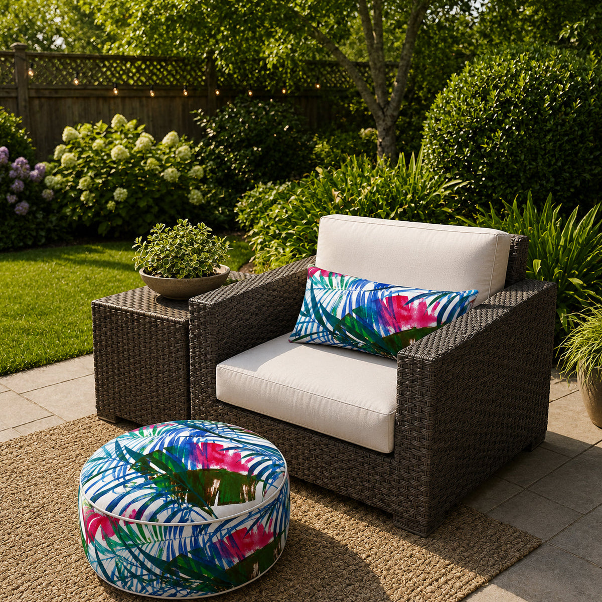 2 Pack Outdoor Lumbar Pillow Covers - Tropical Floral