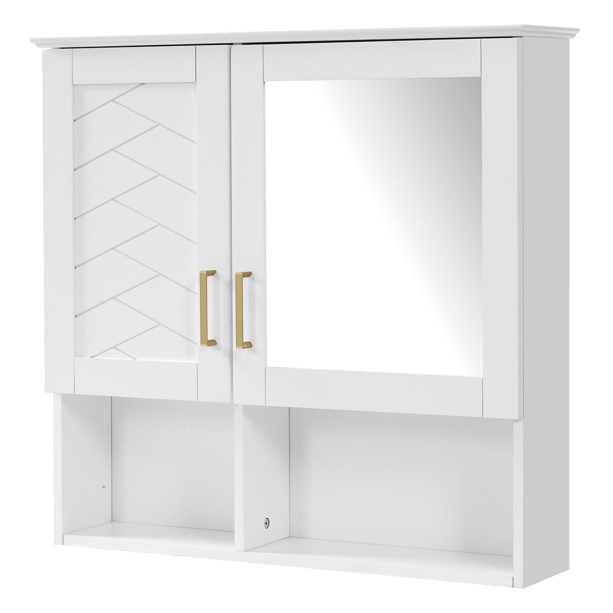 2 In 1 Wall-Mounted Mirror Cabinet with Adjustable Shelves - White, Blue, Black