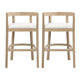 Modern Rubberwood Bar Stool Set with Upholstered Seats