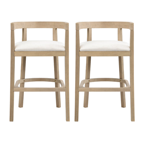 Modern Rubberwood Bar Stool Set with Upholstered Seats