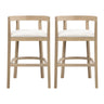 Modern Rubberwood Bar Stool Set with Upholstered Seats