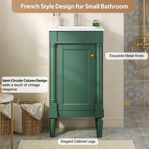 18" French Style Bathroom Cabinet with Storage
