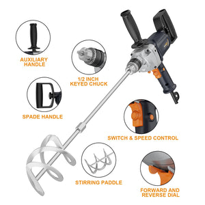 Drill Mixer Set with Spade Handle 1/2 Inch Electric