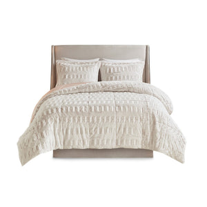 King/Cal King Faux Fur Comforter Mini Set with Hypoallergenic Fill - White