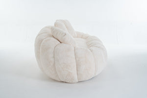 Floral-Shaped Beige Two-Seater Sofa with Ultra-Soft Faux Fur
