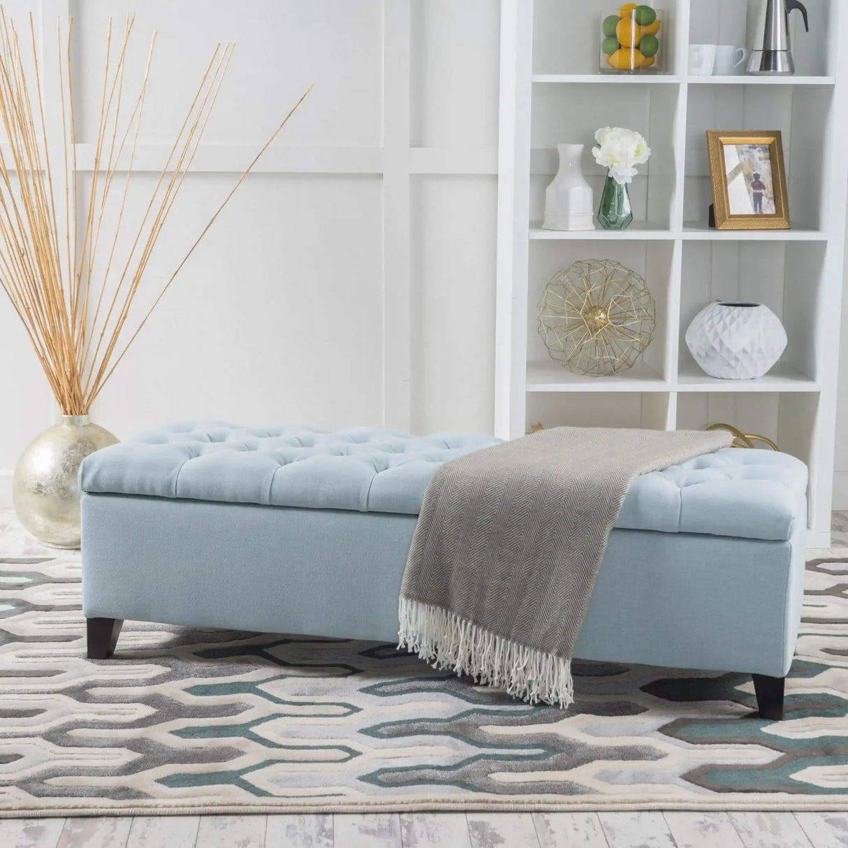 Glouster Contemporary Storage Ottoman With Button Tufted Design