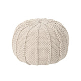 Bordeaux Knitted Cotton Round Pouf Ottoman and Floor Cushion