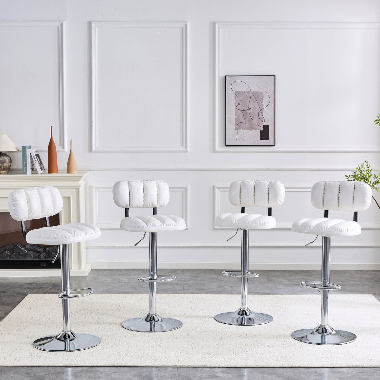 Adjustable Height Bar Stools With Footrest For Kitchen Island (Set of 2)