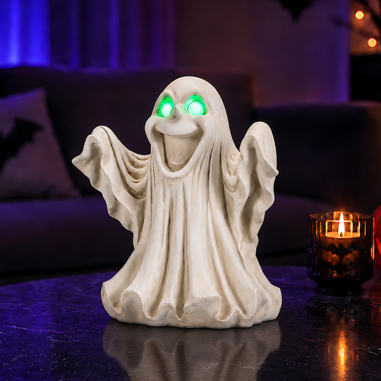 Halloween Ghost Figurine - LED Light Up with Glowing Eyes