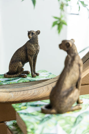 Copper Panther Animal Statue Decor