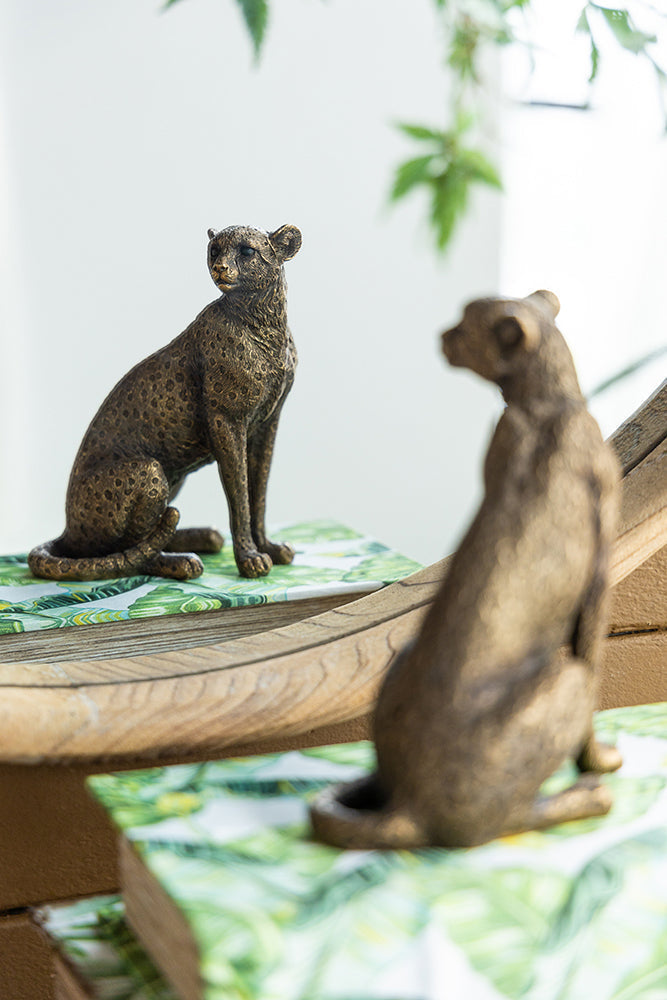 Copper Panther Animal Statue Decor