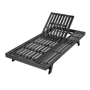 2/3 Foldable Acacia Wood Lounge Chair with Adjustable Backrest & Flat Storage Surface