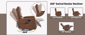 Heat Massage Manual Recliner Chair with Rocker and Swivel