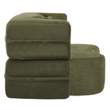 71-Inch Folding Sofa Bed in Green Plush Faux Fur