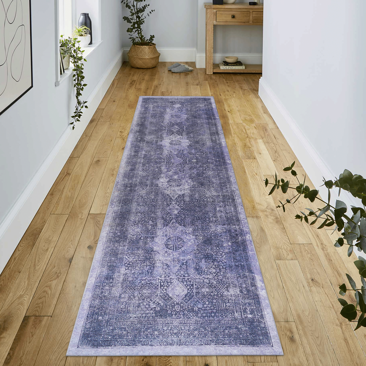 Area rug, washable rug, low-pile, non-slip, non-shedding, foldable, kid & pet friendly - area rugs for living room, bedroom, kitchen, dining room rug - perfect gifts, (anthracite, 2'6'' x 10')
