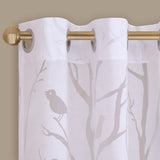 Grommet top sheer bird on branches burnout window curtain (only 1 pc panel)