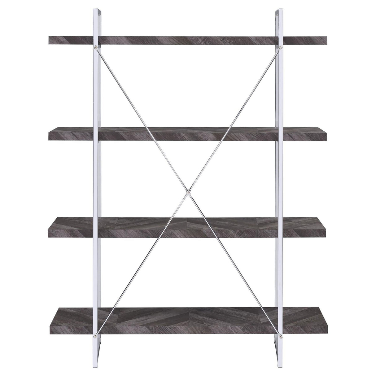 Herringbone - Bookcase With Full Length Shelf - Gray