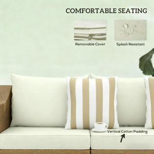 Rattan Wicker Seater Patio Couch with Cushions and Throw Pillows